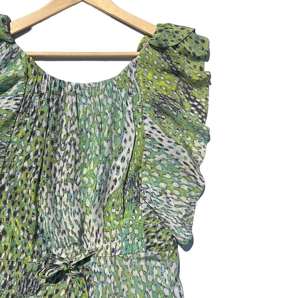Antrhopologie Leifsdottir Birch Tree Silk Ruffle Dress Size 10 - Picture 4 of 10